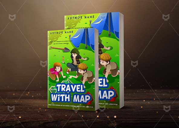 Children-book-cover-design-Travel With Map-back