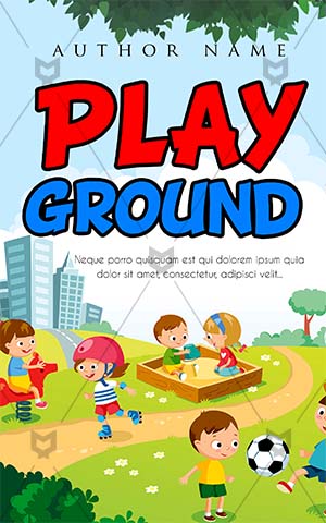 Children-book-cover-kids-playing-interval-village