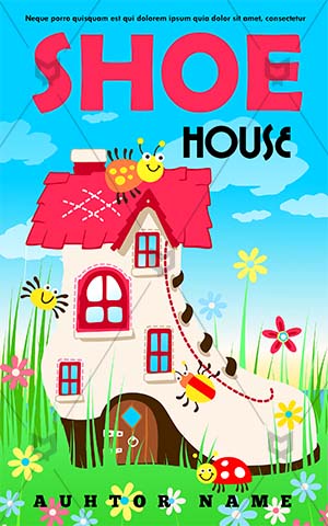 Children-book-cover-kids-story-shoe-garden-home