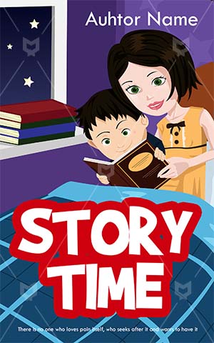 Children-book-cover-mother-bed-story-night-kids-home-work