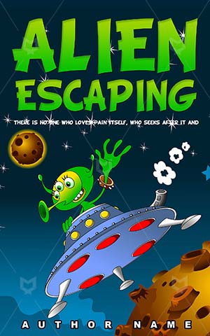 Children-book-cover-Alien--Rocket--Play--Fun--Alien-book-cover--Illustration--Space--Young--Book-cover-designs-for-kids--Cute--Flying--Diving--Universe--Cartoon