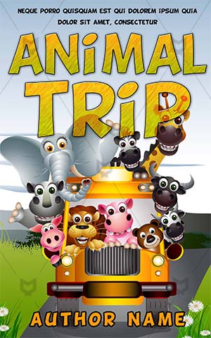 Children-book-cover-animal-trip-coloring-kids-covers-in-bus