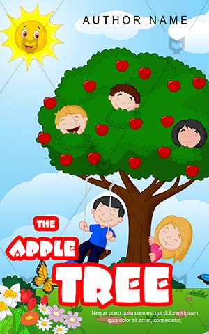 Children-book-cover-Apple-Tree-Kids-Playing-Book-Cover-Story-Butterfly-Playground-Coloring-Happy