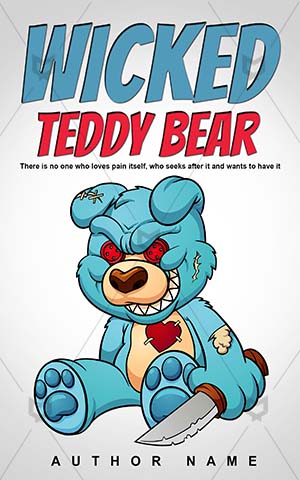 Children-book-cover-Bear-Teddy-Evil-bear-story-design-Wicked-Monsters-Halloween-Book-horror-Cartoon