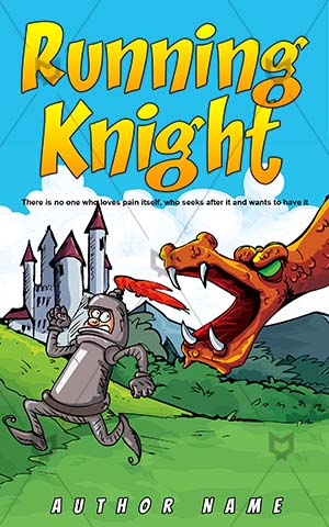 Children-book-cover-Cartoon-Book-dragon-Knight-Running-Dragon-Kids-coloring-Armor-Shield