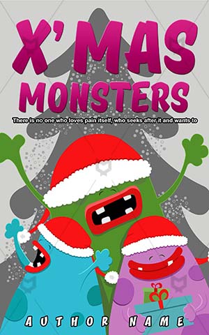 Children-book-cover-Christmas--Monster-book-cover--Colorful--Monsters--Illustration--Laughing--Design-for-book-cover-for-kids--Cartoon--Creature