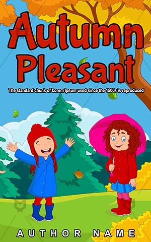 Children-book-cover-Fun--Vector--Beautiful--Day--Children's-book-cover-designs--Happy--Autumn--Park--Laughing--Friendship--Cover-kids-play--Playful--Cartoon