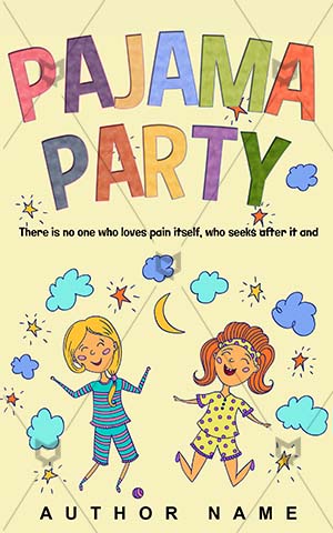 Children-book-cover-Fun--Vector--Party--Kids--Fun-book-covers--Childhood--Children---Night--Sleep--Cover-kids-play--Pajama--Sleepover--Pajama-Party