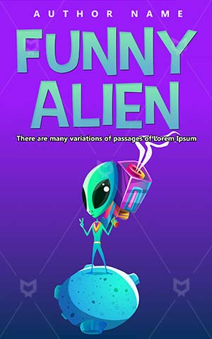 Children-book-cover-Funny--Alien--Gun--Alien-book-cover--Shoot--Vector--Cute--Technology--Cartoon--Cartoon-book-cover-design--Weapon--Toy--Fun