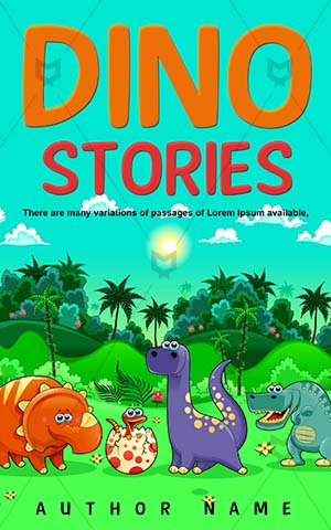 Children-book-cover-Funny-Forest-Dinosaur-Cartoon-Dinostory-Green-Dinosaures-Color-Book-design-for-kids-Monster-Jungle