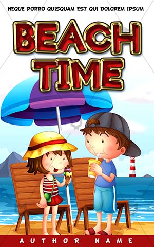 Children-book-cover-Kids--Beach--Playing-In-Beach--Umbrella--see--coloring-book-cover-for-kids--kids-story-cover--book-front-page-design-for-kids--books-covers