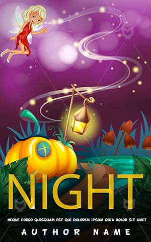 Children-book-cover-Kids-Story-Night-Time-Book-Garden-Flying-Angel-Lantern-Magic