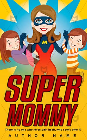 Children-book-cover-Mother-Mom-Super-story-design-Supermom-Vector-Child-Power-Strong-Woman-Superhero-Mommy-Superwoman