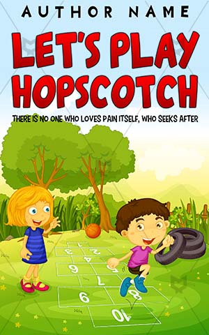 Children-book-cover-Playing--Hopscotch--Kids--Books-covers-for-kids--Children-playing--Girl-female--Game--Sport--Numbers--Play--Fun--Park--Jumping--Friends