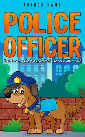 Children-book-cover-Police-dog-Kids-Dog-Vector-Animal-Protection-Safety-Security-Town-Protect-Cap-Guard-Collar-Transmitter