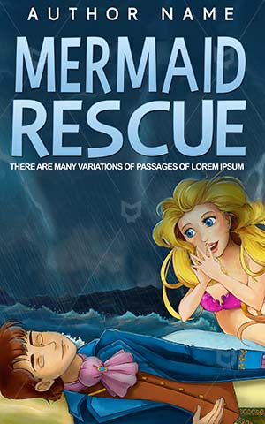 Children-book-cover-Rescue-Woman-Mermaid-helping-Storm-Prince-Lightning-bolts-Beautiful-Fairytale-Books-covers-for-kids