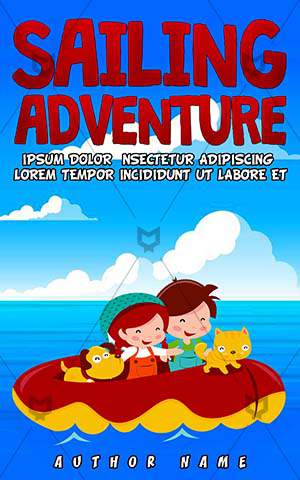 Children-book-cover-Sailing-Kids-Cartoon-Vector-Adventure-Boat-Ride-Fun-Happy-Travel-Sea-Dog