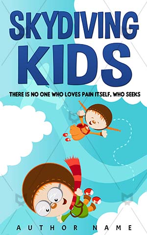 Children-book-cover-Skydiving--Kids--Happy--Kids-book-cover-ideas--Sky--Kid--Diving--Sport--Activity--Fun--Hobbies--Vector--Paragliding--Parachute--Flying--Fall