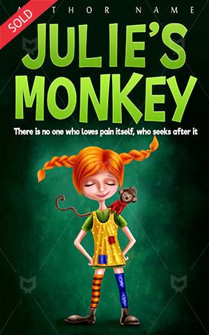 Children-book-cover-Funny-Monkey-Cute-design-Illustration-Fairy-Girl-Young-Smiling-Cheerful-Child-Little-Cartoon