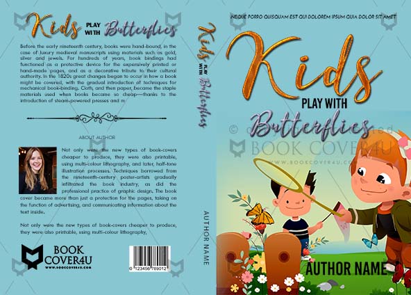 Children-book-cover-design-Kids play with butterflies-front