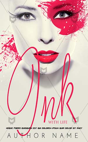 Fantasy-book-cover-ink-pink-lips-face-paint-woman-romance