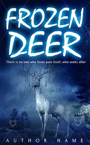 Fantasy-book-cover-Frozen--Deer--Fantasy-deer--Freeze-cover-design--Pond--Fantasy--Illustration--Nature--Winter--Night--Ice--Fantasy-book-covers