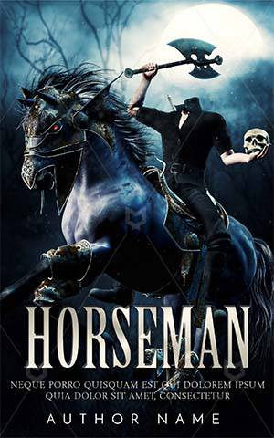Fantasy-book-cover-horseman-design-killer-no-head-man-scary