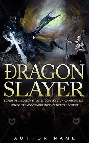 Fantasy-book-cover-dragon-hunter-fairytale-knight-slayer-fiction