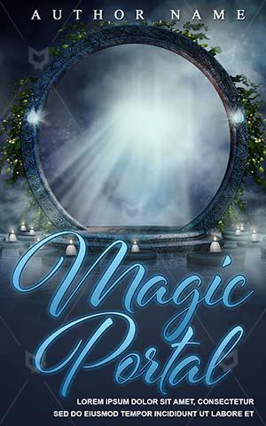 Fantasy-book-cover-water-candle-portal-fantasy-illustration-night-magic-blue-fog-design-creatspace-kindle