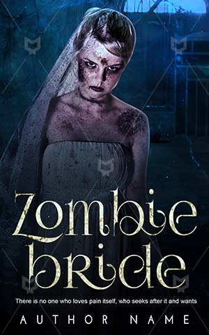 Horror-book-cover-Bride-Spooky-Scar-Girl-Zombie-Wedding-Looking-Alone-Dress-Scary-Halloween-design-Haunted