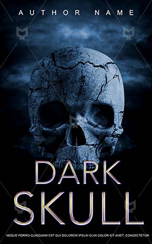 Horror-book-cover-Dark-Skull-Blue-Render-Stone-Sky-Head-Danger-Face-Halloween-Scary-Book-Cover