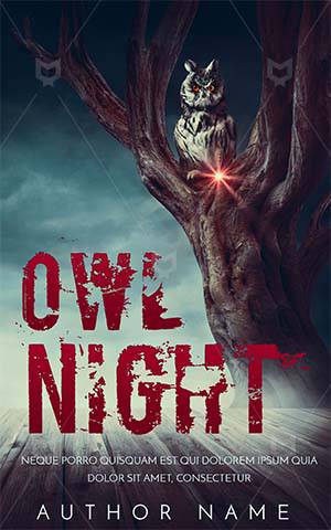 Horror-book-cover-Owl-on-tree-Halloween-scary-Night