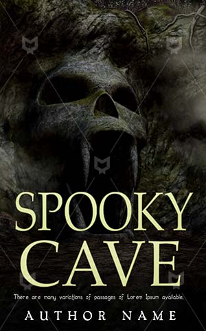 Horror-book-cover-Scary-Cave-Dark-Book-horror-Entrance-Background-Illustration-Mountain-Fog-Rock-Skull-Monster