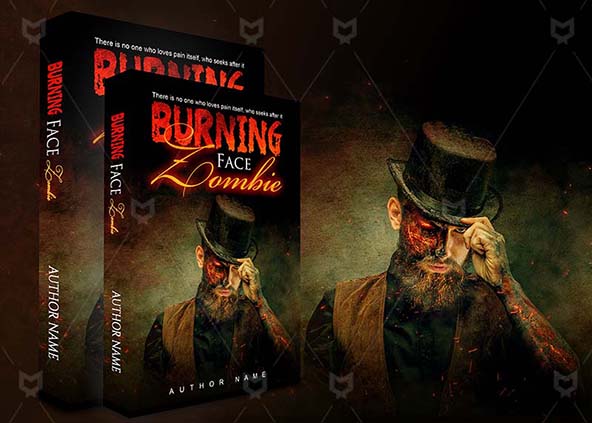 Horror-book-cover-design-Burning Face Zombie-back