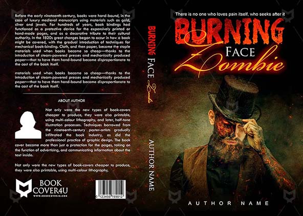 Horror-book-cover-design-Burning Face Zombie-front