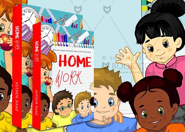 Children-book-cover-design-Home Work-back