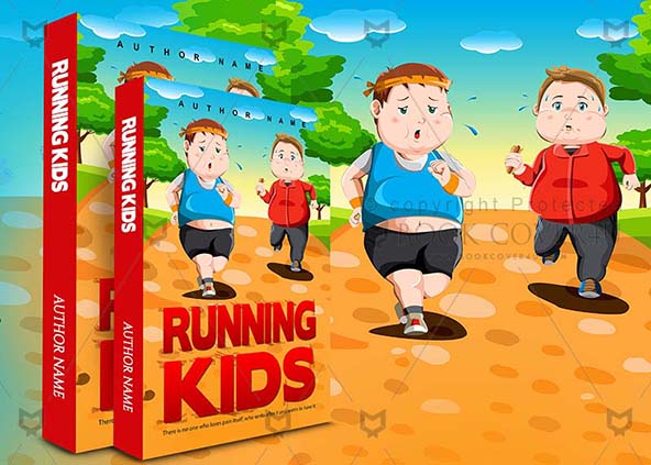Children Book cover Design - Running Kids