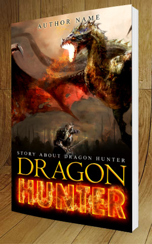 Fantasy-book-cover-design-Dragon hunter-3D