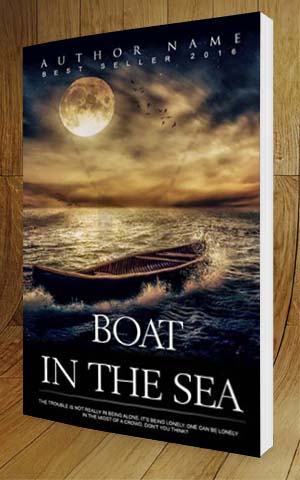 Fantasy-book-cover-design-Boat In The Sea-3D