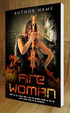 Fantasy-book-cover-design-Fire Woman-3D
