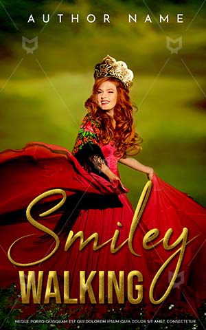 Romance-book-cover-Red-Headdress-Traditional-Russia-Dress-Russian-Princess-Smiley-Girl-Walking-Woman-Gold-Crown
