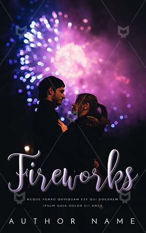 Romance-book-cover-Couple-In-Outdoor-Silhouette-Anniversary-Time-Fireworks-Street-kiss-Book-Covers