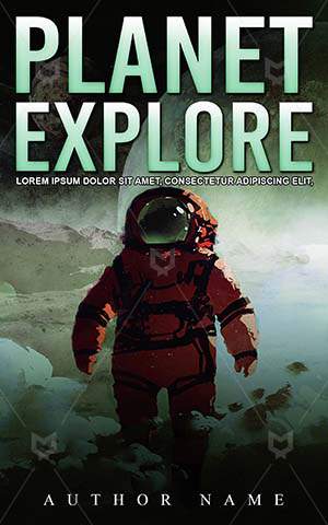 SCI-FI-book-cover-Artistic-Watercolor-Planet-Walking-Thriller-Science-fiction-Spaceman-Astronaut-Smoke-Sci-fi-Man