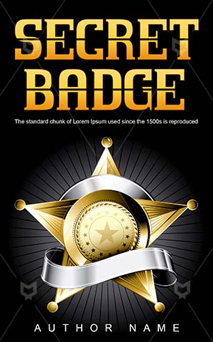 Thrillers-book-cover-Badge-Sheriff-Old-West-Thriller-design-Gold-star-Badges-vector-Metal-Cover-symbol-Illustration-Vintage-badge-Golden