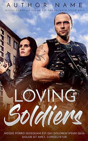 Thrillers-book-cover-loving-couple-soldiers-war-in-the-city-army