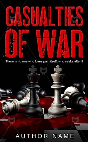 Thrillers-book-cover-War--Casualties--Red--White--Big-game-book-cover---Fallen--Piece--Blood--Thriller-book-cover-design--Bishop--Chess--King--Fell--Destroyed
